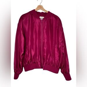 Vintage 100% Silk Le Studio LS Sport Bomber Jacket Size Large